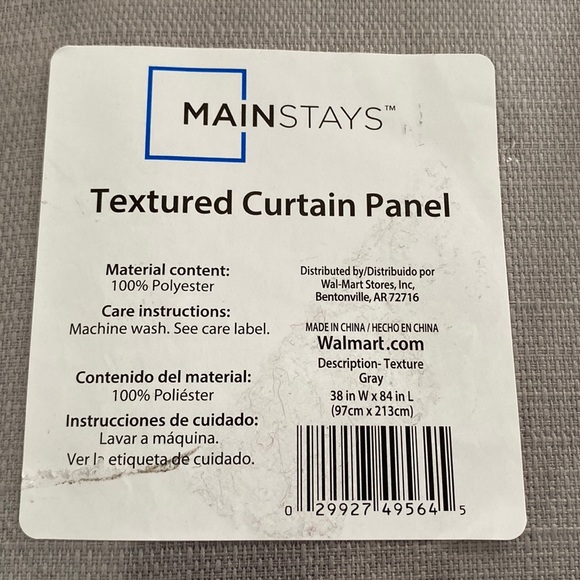 Mainstays textured Gray mod curtain one panel 38“ x 84“ new linen like texture - Picture 3 of 7